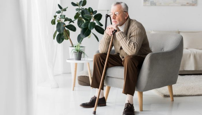 Senior Man Thinking If Medicare Cover Canes and Other Walking Aids